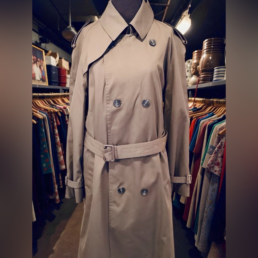 Vintage Misty Harbor Classic Men’s Belted Trench Coat Taupe Khaki Size 42R